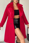 Women's Casual Warm Fur Collar Lapel Mid-length Coat