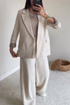 Women's casual cotton and linen suit jacket and pants two-piece set