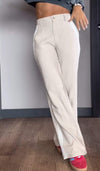 Women's Casual Buttoned Contrast Color Loose Straight Pants