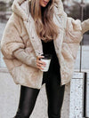 Women's Hooded Long-sleeved Fur Patchwork Winter Casual Coat