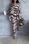 Women's Casual Loose Zebra Print Two-piece Suit