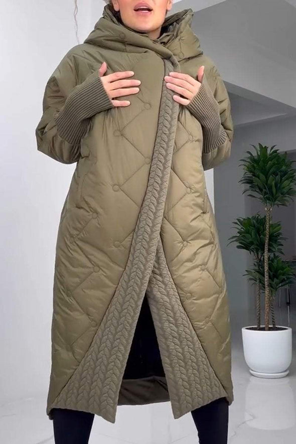 Women's Casual Solid Color Long Hooded Jacket