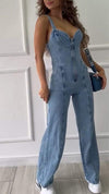 Women's Suspender Zipper Casual Jeans