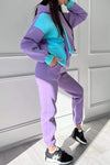 Women's Contrast Color Hooded Top & Pants Two-piece Set