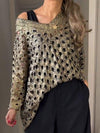 Women's V-neck Long Sleeve Hollow Blouse