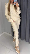 Women's Round Neck Long Sleeve Hot Diamond Casual Suit