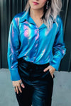 Women's Fashion Metallic Shiny Coated Shirt