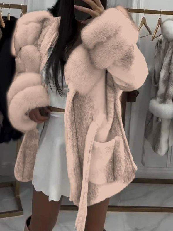 Women's Fur Lapel Fashion Coat