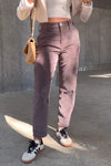 Women's Casual Buttoned Corduroy Cropped Pants