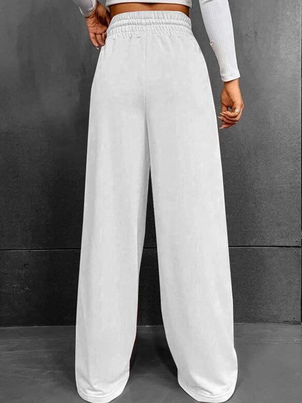 Casual, Comfortable and Loose High-waisted Drawstring Wide-leg Sweatpants