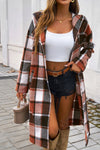 Women's Casual Loose Contrast Buttoned Hooded Jacket