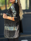 Women's Lapel Sequined Casual Jacket