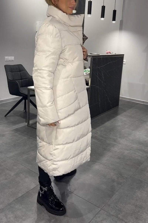 Women's Casual High Collar Long Thick Cotton Coat