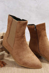 Women's Suede Side Zip Block Heel Martin Boots