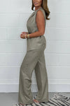 Women's Gold Button Waistcoat & Trouser Belted Co-Ord