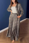 Women's leopard print long shirt and pants suit