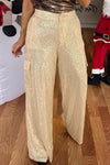 Women's Casual Fashion Sequin Shiny Wide Leg Pants