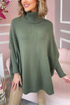 Women's Gorgeous soft knit oversized ribbed arm turtle neck jumper