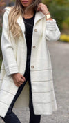 Women's hooded long sleeve fur casual coat