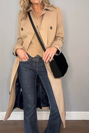 Women's Solid Color Casual Trench Coat