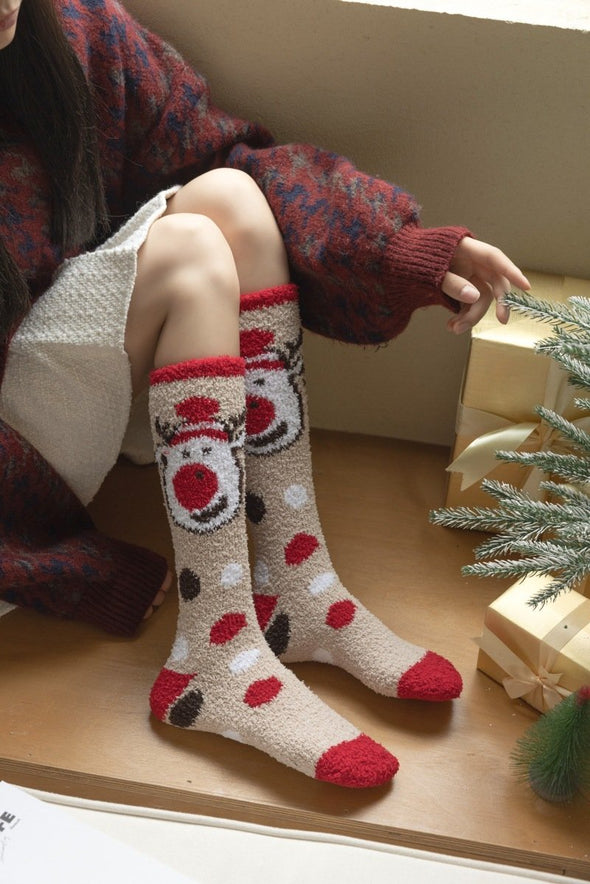 Women's Christmas Non-shedding thickened coral fleece stockings