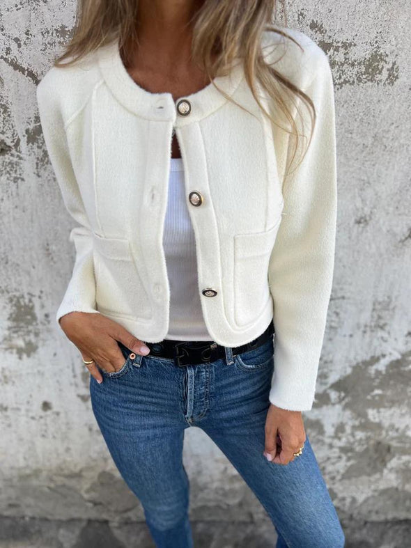 Round Neck Single Breasted Jacket