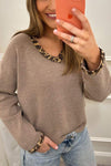 Women's Casual V-neck Leopard Print Thin Sweater