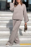 Women's Casual Round Neck Long Sleeve Two Piece Suit