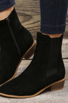 Women's Suede Side Zip Block Heel Martin Boots