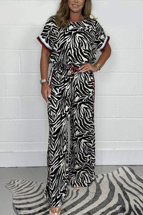 Women's Zebra Printed Top & Trouser Co-Ord