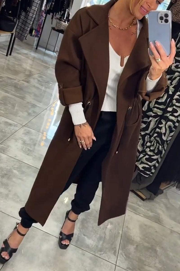 Women's Casual Lapel Long Trench Coat