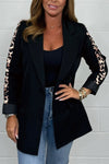 Women's One Button Leopard Print Stripe Blazer