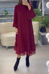 Women's Casual Round Neck Solid Color Chiffon Dress