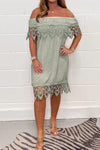 Distressed lace patchwork dress