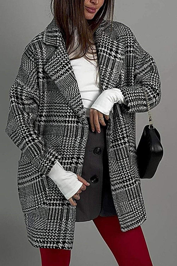 Women's Plaid Pattern Loose Casual Jacket