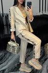 Women's Lapel Long-sleeved Leopard Print Casual Suit