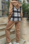 Women's Casual Plush Plaid Two-piece Set