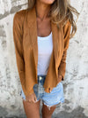 Women's Lapel Solid Color Casual Cardigan