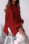 Women's Casual Hem Slit Long Sleeve Sweater