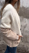 Women's Round Neck Long Sleeve Plush Patchwork Coat