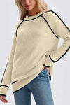 Women's Fashion Thick Loose Pullover Colorblock Sweater