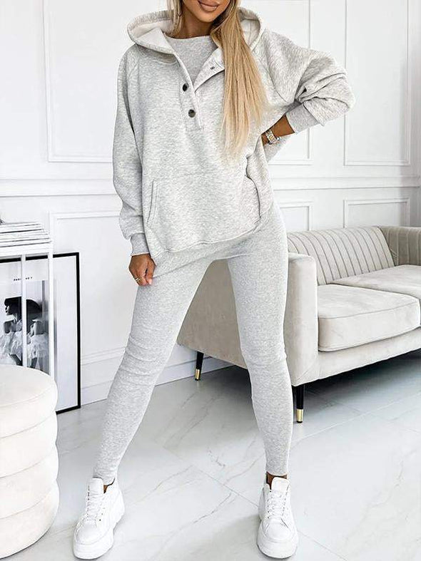 (S-5XL) Plus Size Casual and Comfortable Hooded Sweatshirt Three-piece Suit