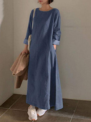 Women's Casual Long Sleeve Denim Dress