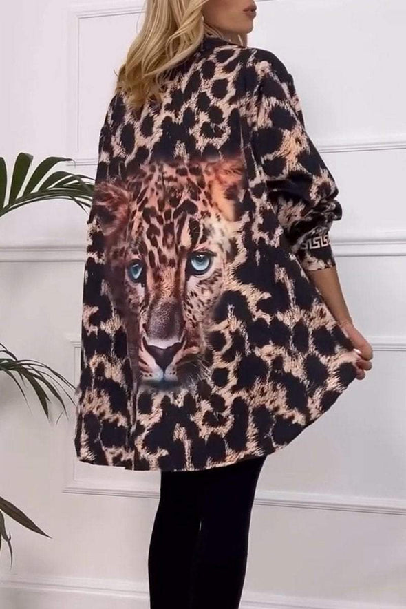 Women's Casual Lapel Leopard Printed Shirt