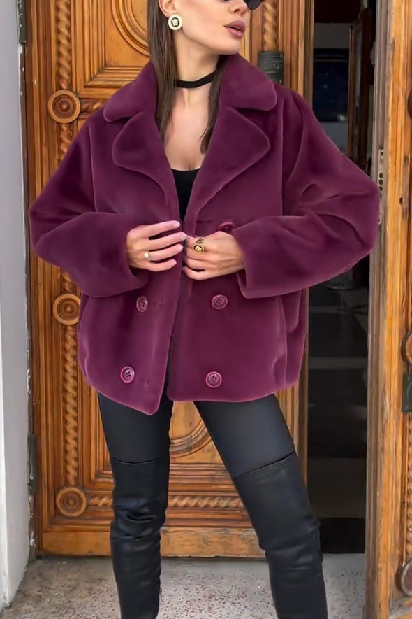 Women's Casual Lapel Plush Coat