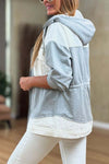 Women's Casual Waist Drawstring Hooded Jacket