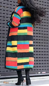 Women's Knitted Rainbow Striped Shirt Coat