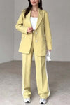 Women's Side Web Blazer and Wide Leg Pants Set