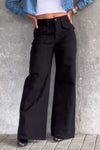 Women's Casual Solid Color Straight Wide-leg Pants