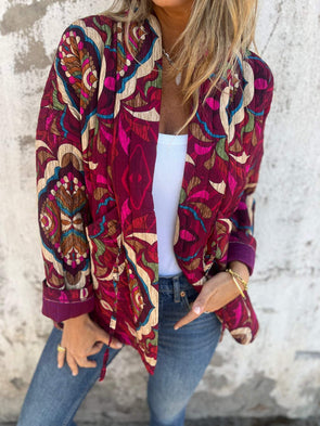 Women's Printed Long Sleeve Cardigan